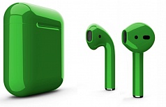 Беспроводные наушники AirPods 2 с беспроводной зарядкой (Wireless) Color Зеленые
