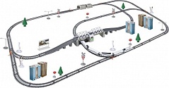 Железная дорога (скоростной поезд, разводной мост, длина 914 см) - BSQ-2181