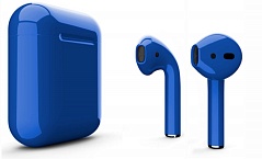Беспроводные наушники AirPods 2 с беспроводной зарядкой (Wireless) Color Синие